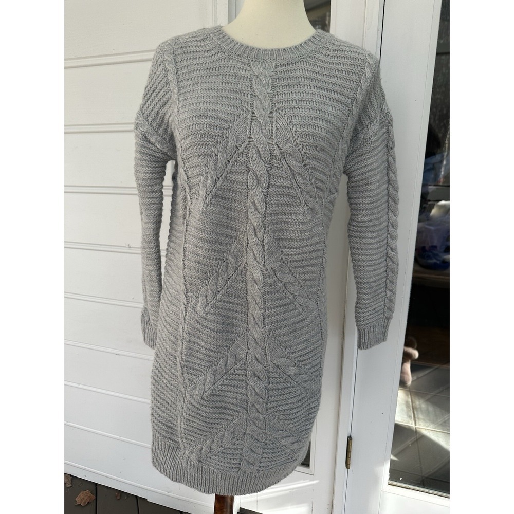 NEW GAP Cable Knit Sweater Dress Women's Size XS Gray Winter Wool Cozy Hygge - Picture 10 of 10